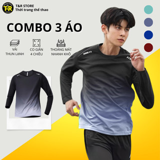 Bộ 3 Áo thun thể thao nam dài tay giữ nhiệt RAM tập gym, chạy bộ, đạp xe cho mùa thu đông