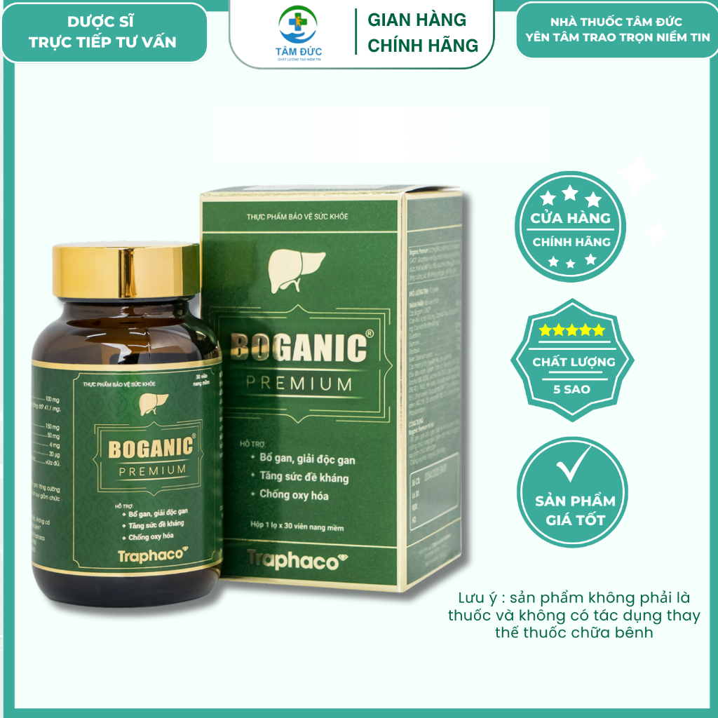 ✅[Chính hãng] BOGANIC PREMIUM TRAPHACO Bổ Gan, Giải Độc Gan, Tăng Sức Đề Kháng, Chống Oxy Hóa.