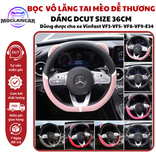 Bọc Vô Lăng Ô Tô Vinfast Limo Green- VF3-VF5- VF8-VF9-E34 Tai Gấu Cute - Lái Bảo Vệ Vô Lăng Xe Hơi - Moclancar
