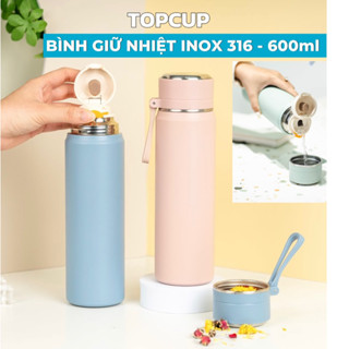 Bình Giữ Nhiệt inox 316, dung tích 600ML,có lọc trà, nắp cốc, giữ nhiệt 6h - 10h Topcup