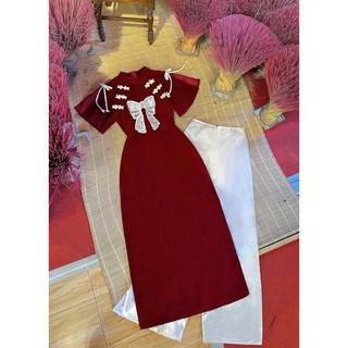 (bigsize 60-90kg ) ĐẦM NHUNG ÁO DÀI XẺ TÀ NƠ BIGSIZE - ảnh thật