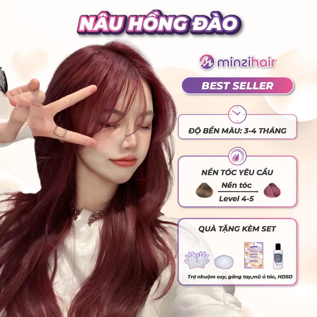  Thuốc nhuộm tóc Màu Nâu Hồng Đào - Lên Từ Nền Nâu - Tone Sáng Da - Minzihair Minzihair HCM 