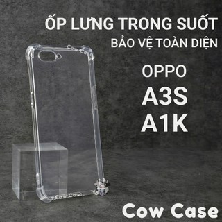 Ốp lưng Oppo A3s, A1k Cowcase trơn trong suốt | Ốp điện thoại Oppo bảo vệ camera đt toàn diện