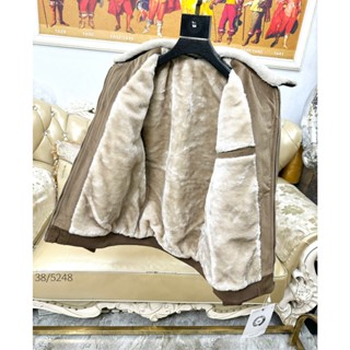 Áo khoác da nam cổ lông lót lông dày dặn, Áo da nam mùa đông