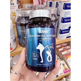 KAMT, Viên Dầu Cá bổ sung Omega 3 (Hộp 60 viên), dưỡng lông da cho chó mèo, lông mượt ít rụng, da khoẻ ít bệnh ngoài da