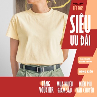 Áo thun nữ baby tee, áo thun trơn cotton BASIC TEE Vàng kem Tshirt -  Lew Lew