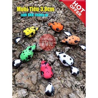 FVN, Mồi Câu nhái hơi Muối Tiêu 3.8cm, cao su Thái Lan, lưỡi BKK chống gỉ tốt