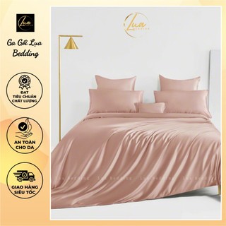 Bộ Chăn Ga Gối LUSI Lụa Silk Bedding mát mịn An Toàn cho da- Màu Hồng Phấn