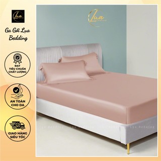 Bộ Chăn Ga Gối LUSI Lụa Silk Bedding mát mịn An Toàn cho da- Màu Hồng Phấn