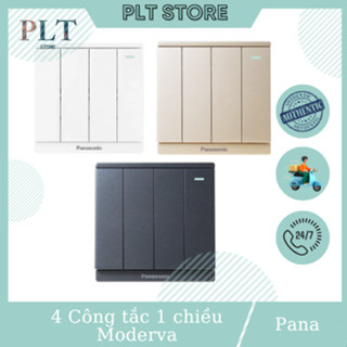 Bộ 4 Công Tắc 1 Chiều Vuông Có Chỉ Báo Dạ Quang 10A Panasonic Dòng Moderva WMF517-1VN, WMF517MYZ-1VN, WMF517MYH-1VN