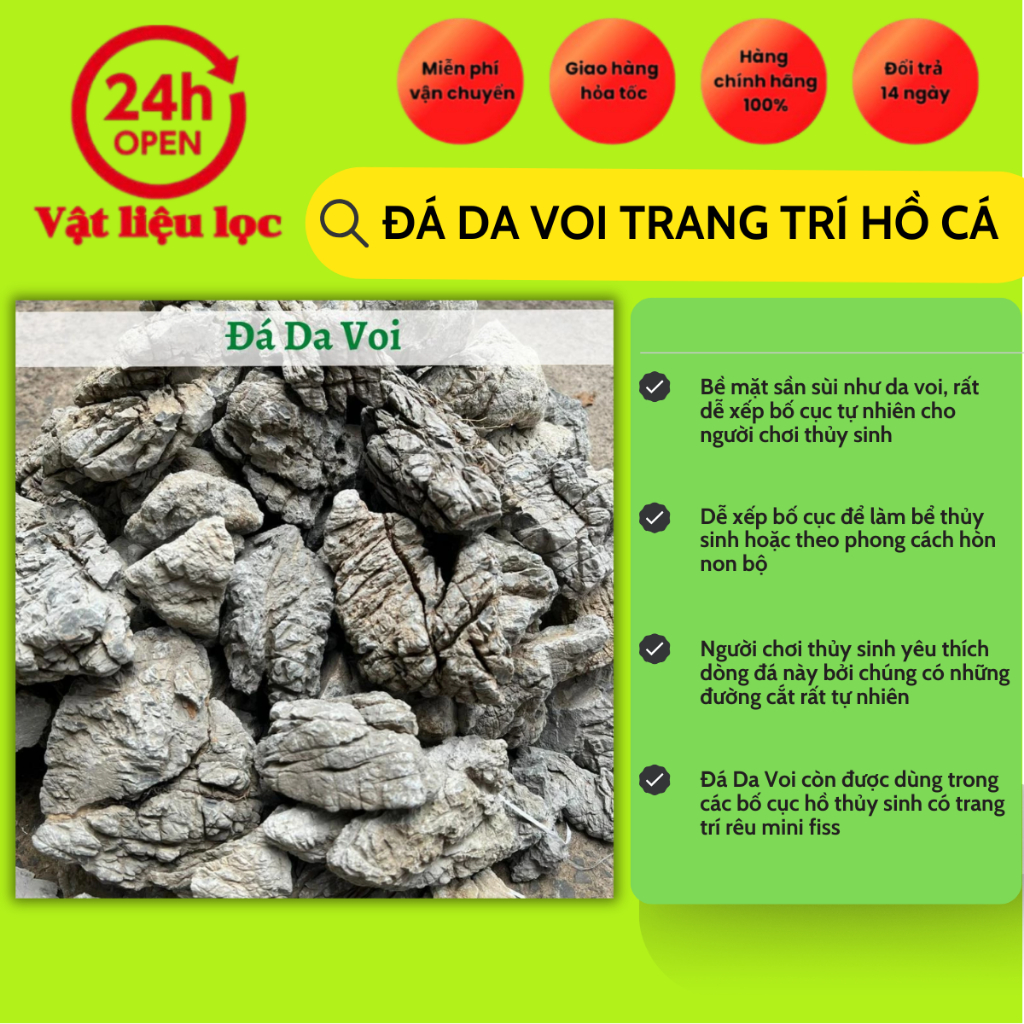Đá Da Voi trang trí hồ cá
