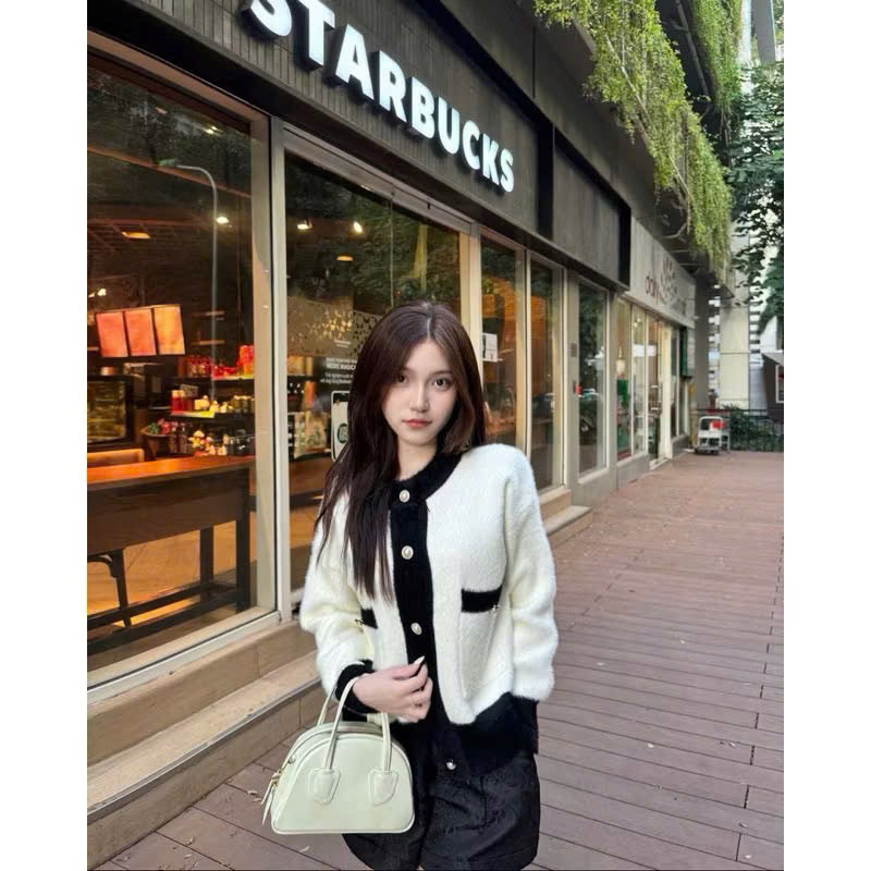 𝐀𝐛𝐨𝐮𝐭 𝐦𝐨𝐨𝐧 Áo Cardigan Lông Thỏ Khuy Đồng