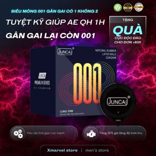 Bao cao su gân gai 001 JUNCAI hộp 10 cái siêu mỏng 0.01mm kéo dài quan hệ