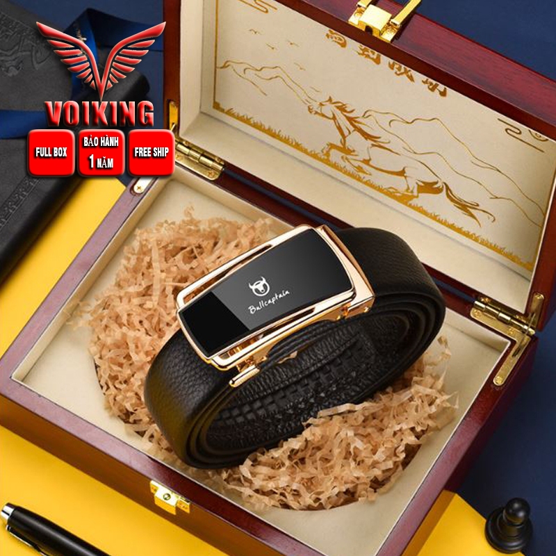 Thắt lưng nam , dây nịt nam cao cấp Bullcaptain Full hộp đựng chất liệu da bò nguyên tấm V27