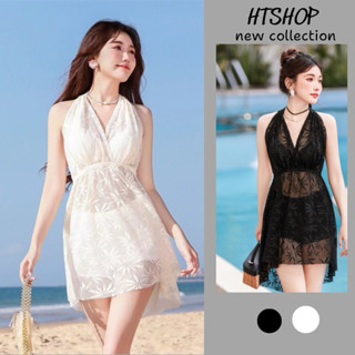  HTSHOP- Set bikini 3 mảnh set đồ bơi kín đáo gồm quần soc- áo bra thun mix váy ren hàng QC 