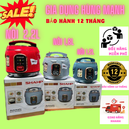 Nồi cơm điện SHRAP dung tích  1,2L 1,8L,2,2L hàn quốc lòng dày cơm ngọn BẢO HÀNH 12 THÁNG