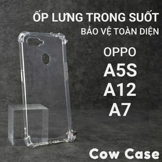 Ốp lưng Oppo A5S, A12, A7 Cowcase trơn trong suốt | Ốp điện thoại Oppo dẻo bảo vệ camera đt toàn diện