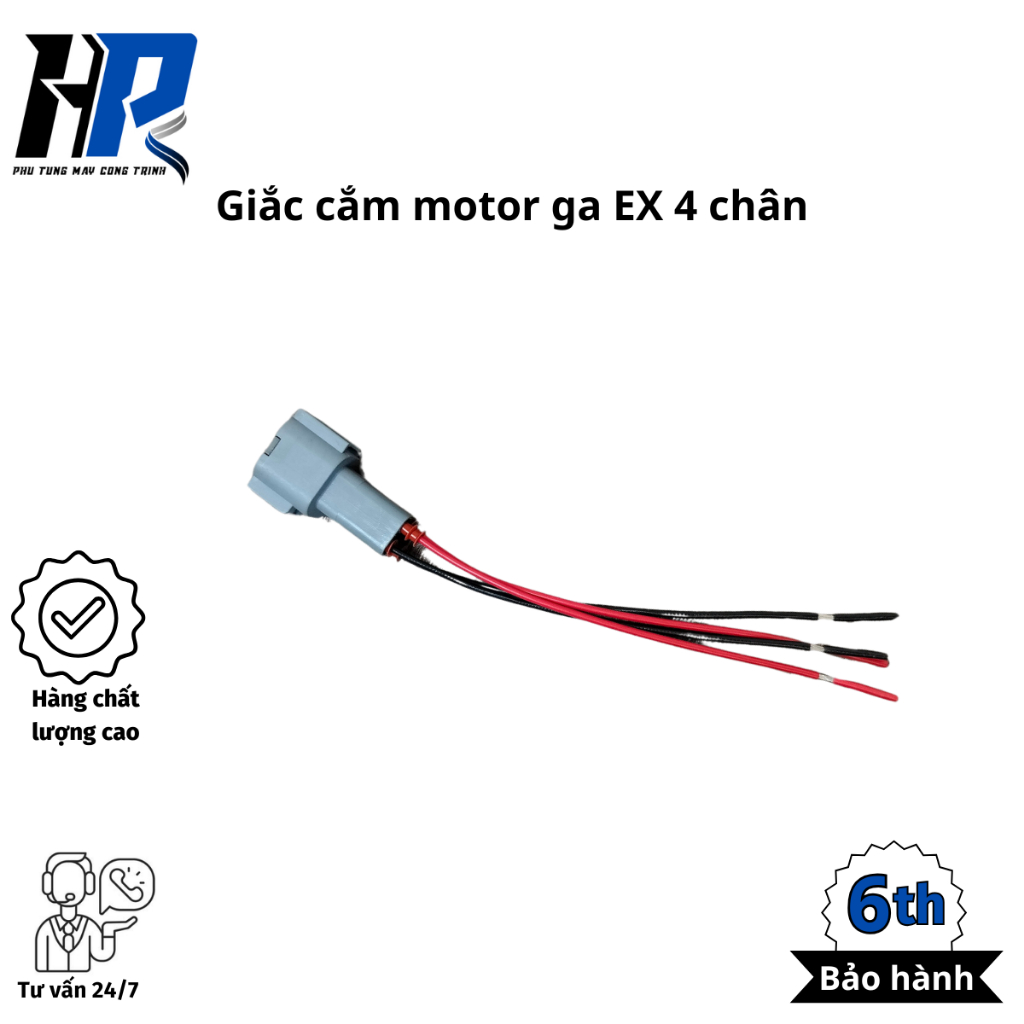 Giắc cắm motor ga (4 chân) cho máy xúc Hitachi EX120, EX200, EX300 - Phụ tùng HP