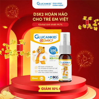 GLUCANKID D3MK7 dạng xịt bổ sung Vitamin D3 K2 tăng cường hấp thu canxi xương răng cho bé 10ml