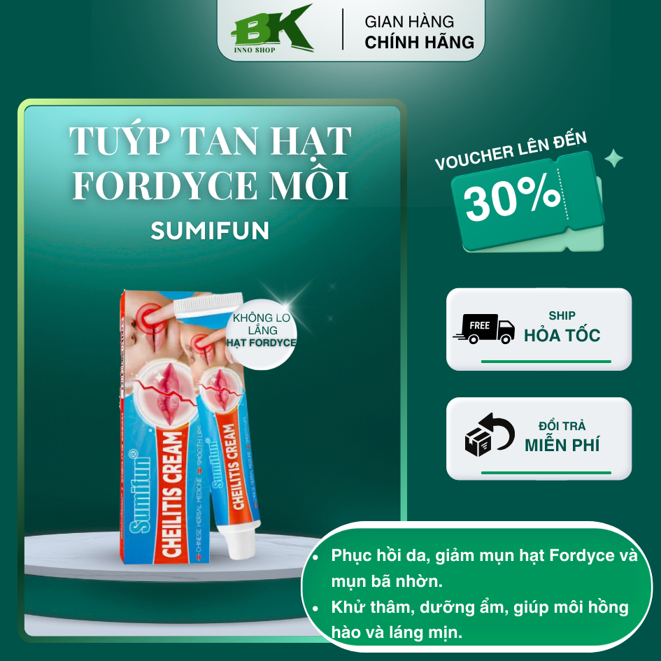 Kem Dưỡng Môi SUMIFUN Loại Bỏ Hạt Fordyce, Giảm Mụn Bã Nhờn, Dưỡng Ẩm, Phục Hồi Da & Giúp Môi Hồng Hào Tự Nhiên | BKINNO