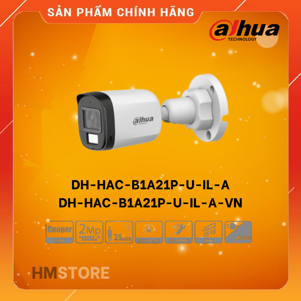 Camera Dahua HDCVI Full HD 2.0 có màu, míc B1A21P-U-IL-A