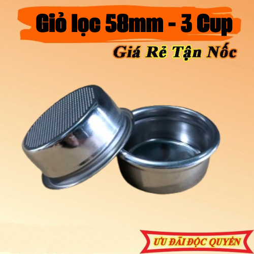 Chén lọc (Filter Basket ) size 58mm loại 3 CUP cao 28mm - Giỏ lọc tay cầm của máy pha cà phê