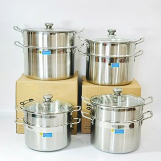 [Chính hãng] Bộ nồi xửng hấp Inox 2in1 từ size 22 - 32cm sử dụng mọi loại bếp tiện dụng