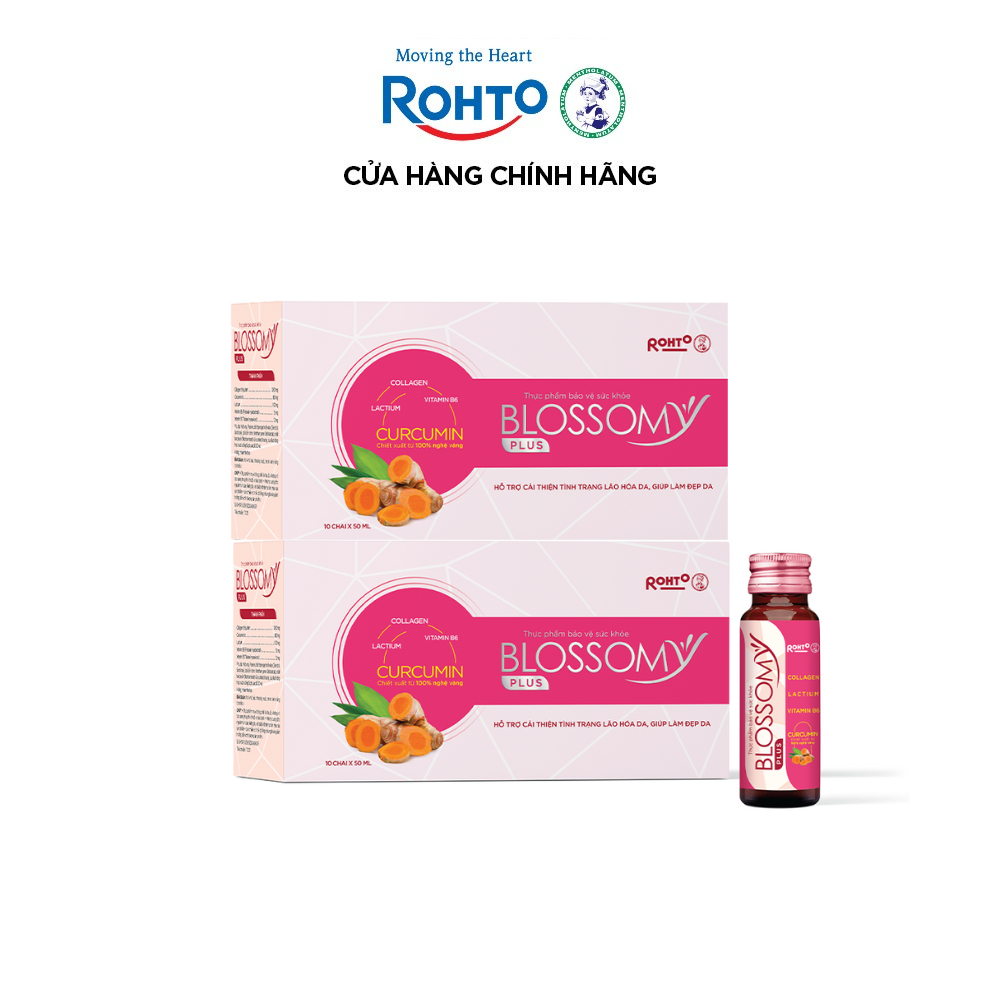 [VB] 20 chai nước uống collagen trắng da Blossomy Plus Curcumin (2 x Hộp 10 chai x 50ml/ chai)