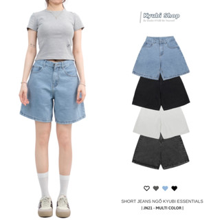 Quần sọt jean ngố lửng nữ Simple Kyubi Ulzzang form rộng (Có Bigsize, Size đại) - Quần Short Jean Kyubi JN21