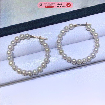 Khuyên Tai Ngọc Trai Khóa Bạc Size Lớn 6cm Bigsize - Ngọc Trai Trường Thịnh