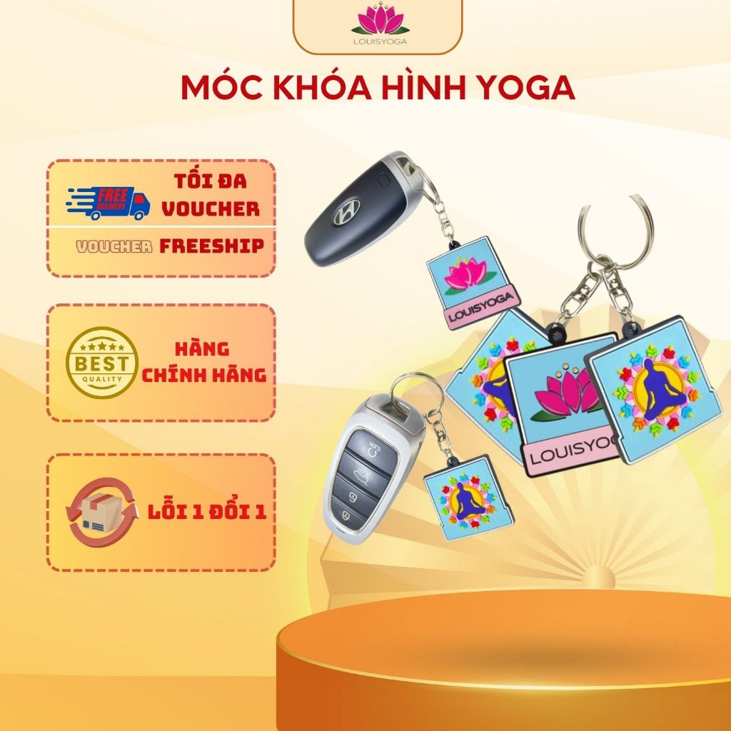 Móc chìa khóa in hình yoga- hãng Louis Yoga