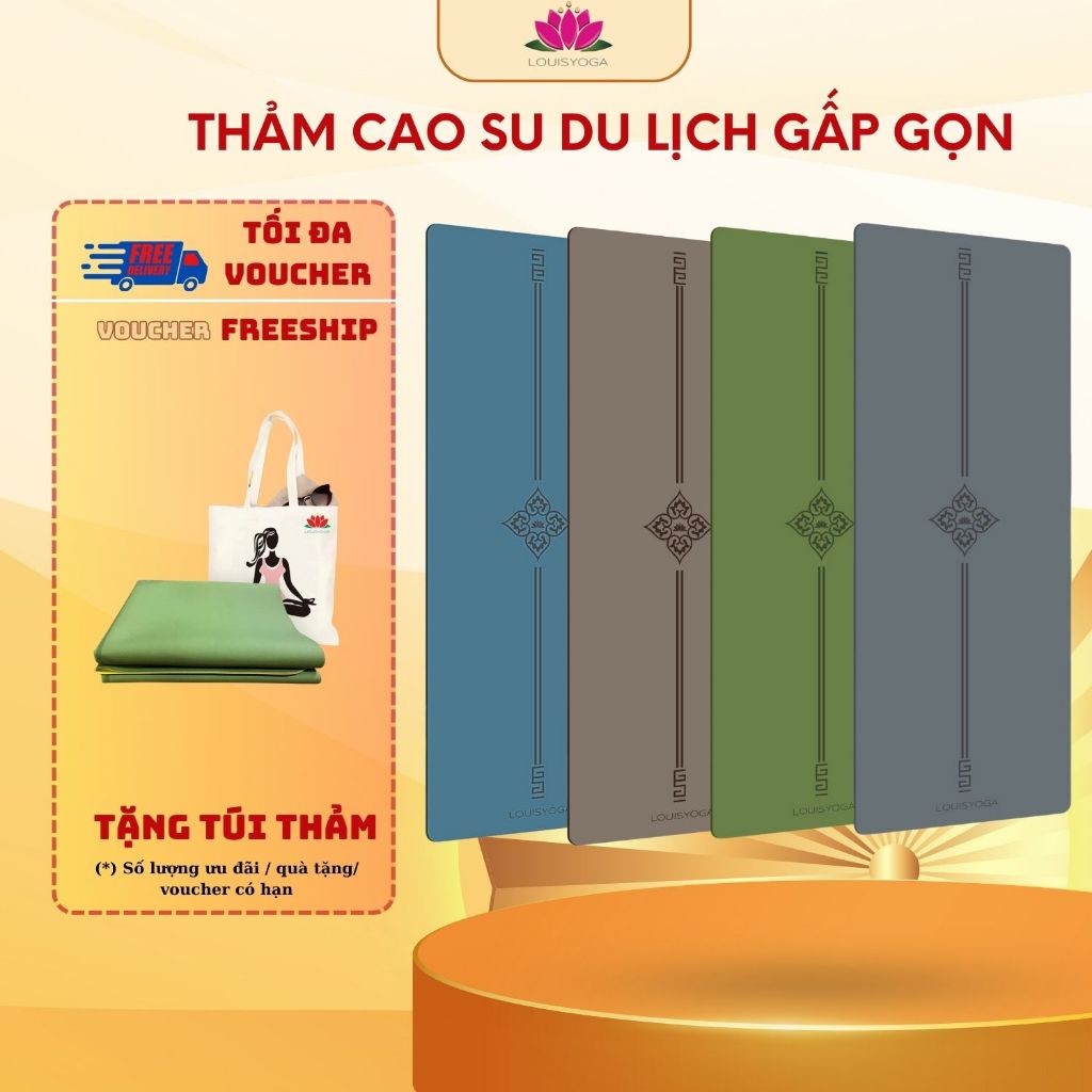 Khăn trải thảm yoga cao cấp chất liệu cao su Thảm tập yoga Louis Yoga, thảm cao su chống trơn trượt,