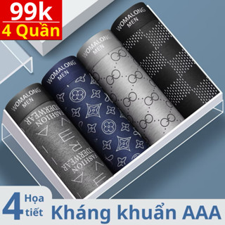 Sét 4 quần sịp nam boxer quần xì nam cotton co dãn thấm hút mồ hôi sịp đùi họa tiết sang chảnh Nanjiren-01 Kingboxer