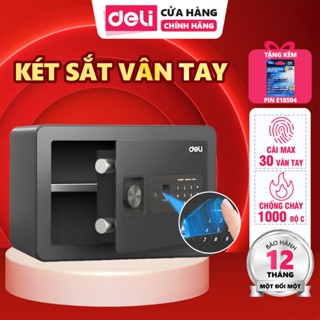 [Tặng Pin] Két Sắt Vân Tay DELI ET591 Két Sắt Điện Tử Khung Kim Loại Chống Cắt Chống Cháy An Toàn