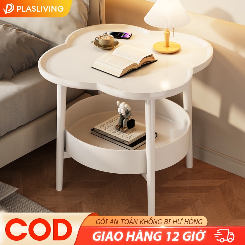 Bàn Trà Mini 2 Tầng Hình Cỏ Bốn Lá Hai Lớp Để Đựng Đồ Thích Hợp Làm Bàn Cạnh Giường Ngủ Bàn kệ phòng