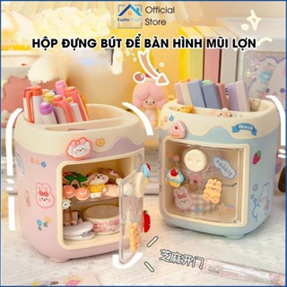 Hộp đựng bút để bàn - Hộp đựng đồ make hình mũi lợn ngộ nghĩnh, đáng iu