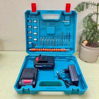 Combo Pin 5 Cell, Sạc Adapter, Hộp Kèm 24 Chi Tiết Máy Khoan Makita / Bosch Chân Pin 22mm