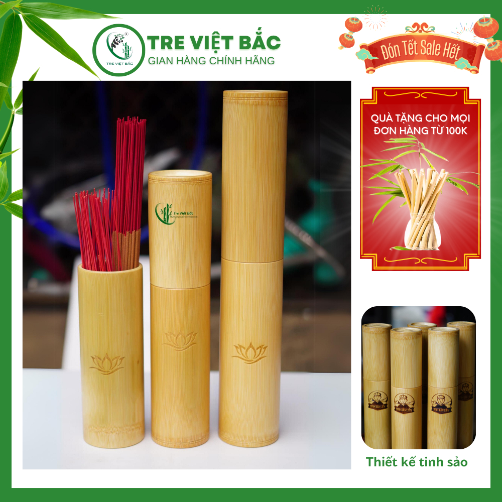 Ống Tre Đựng Nhang Ngày Tết, Ống Đựng Nhang Thờ Cúng Chiêu Tài Lộc, Lọ Để Hương Nhang Bằng Tre Cao C