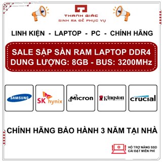 RAM Laptop DDR4 8GB Bus 3200/ Samsung/ SK Hynix/ Micron/ Crucial/ Kingston - Bảo Hành 3 Năm