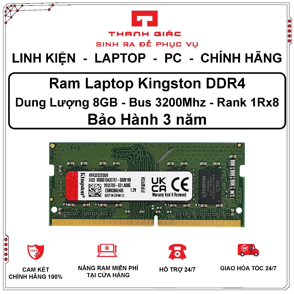 RAM Laptop DDR4 8GB Bus 3200/ Samsung/ SK Hynix/ Micron/ Crucial/ Kingston - Bảo Hành 3 Năm | BigBuy360 - bigbuy360.vn