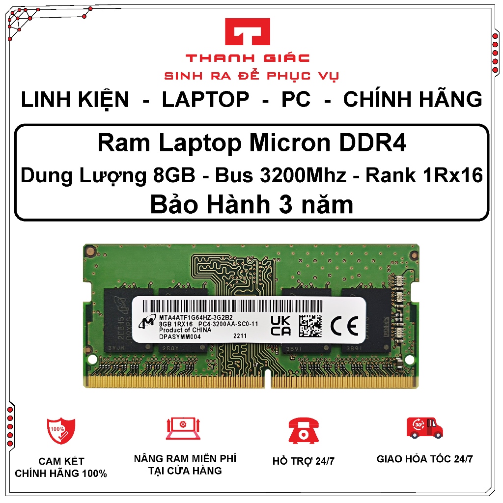 RAM Laptop DDR4 8GB Bus 3200/ Samsung/ SK Hynix/ Micron/ Crucial/ Kingston - Bảo Hành 3 Năm | BigBuy360 - bigbuy360.vn