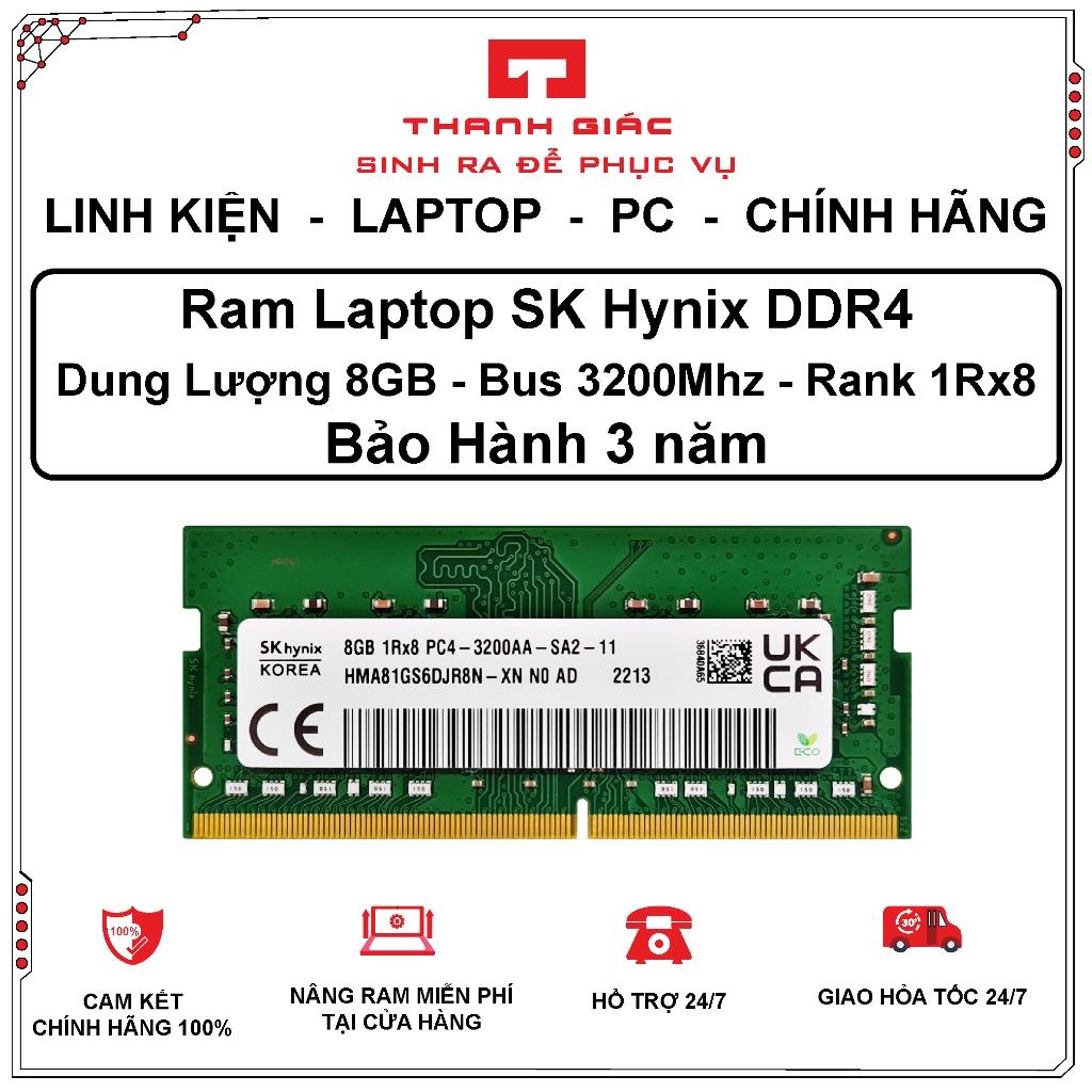 RAM Laptop DDR4 8GB Bus 3200/ Samsung/ SK Hynix/ Micron/ Crucial/ Kingston - Bảo Hành 3 Năm | BigBuy360 - bigbuy360.vn