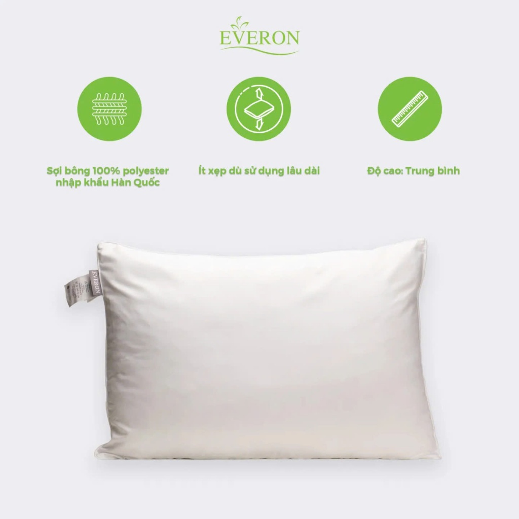 Ruột Gối Nằm Everon Classic Chính Hãng Size 45x65cm, Chống Khuẩn, Hút Chân Không, Độ Cứng Vừa Phải