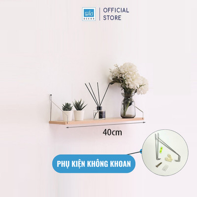 [Hỏa tốc] Kệ Treo Không Khoan Dài 30cm Rộng 15cm, Gỗ Dày 17mm SIB Decor, Kèm Phụ Kiện KT02