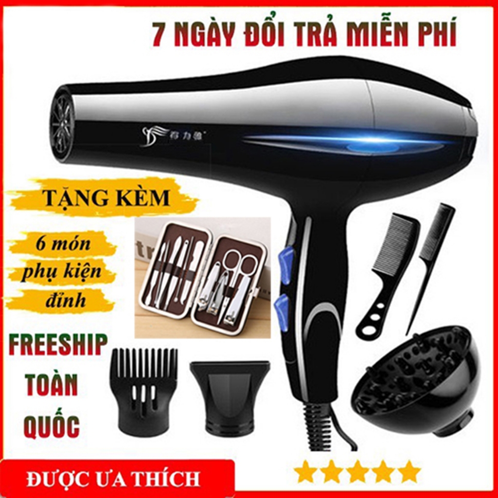 Máy Sấy Tóc Công Suất Lớn, Máy Sấy tóc 2 chiều Tặng 6 phụ kiện