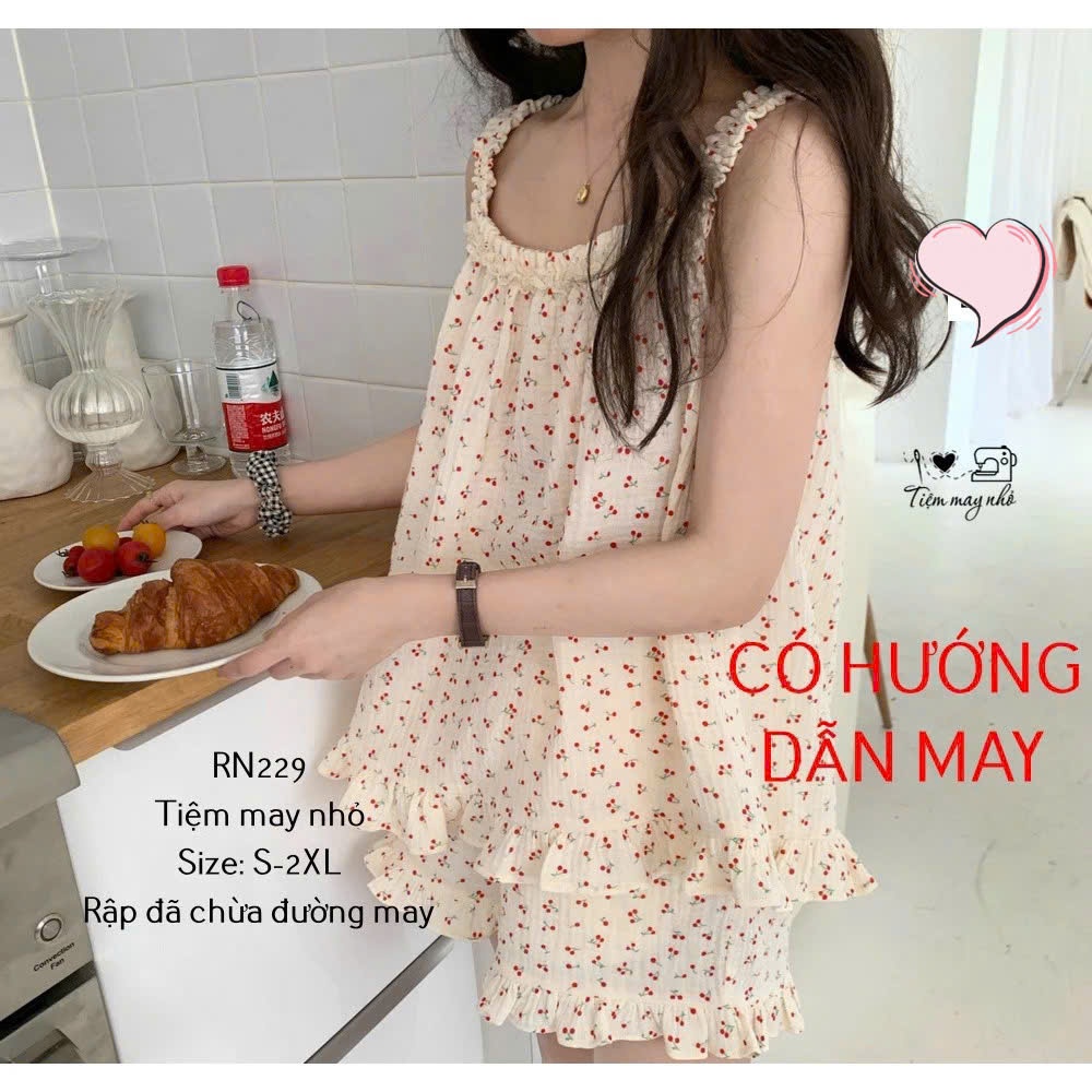 RN229_rập giấy may bộ đồ dây nữ