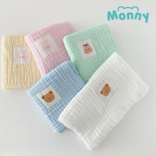  Khăn Tắm Nhăn 6 Lớp MUSLIN MONNY Mẫu Khăn Trơn Có Gắn Hình Thú Cho Bé size 100x100cm 
