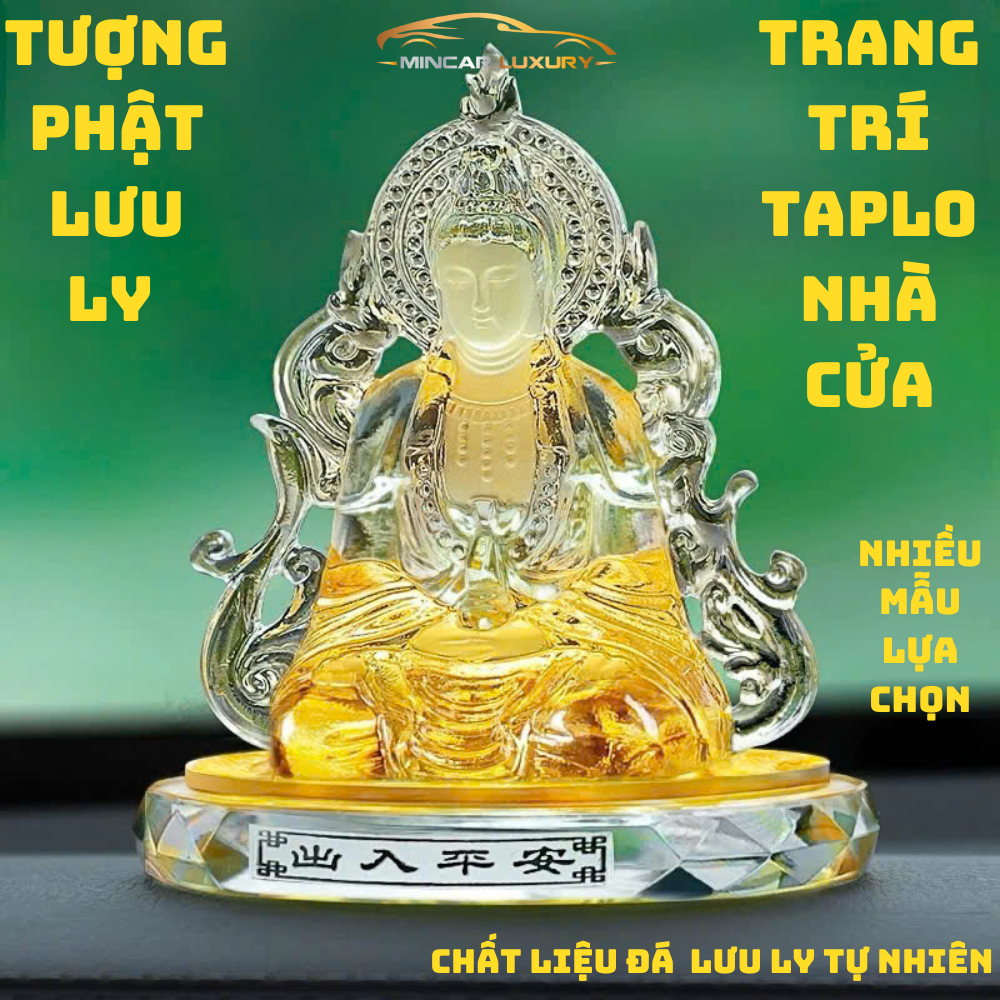   17 Mẫu  Tượng Phật Quan Âm Đá Lưu Ly Pha Lê Cao Cấp Trang Trí Taplo ô Tô - Bàn Làm Việc- Mincar 