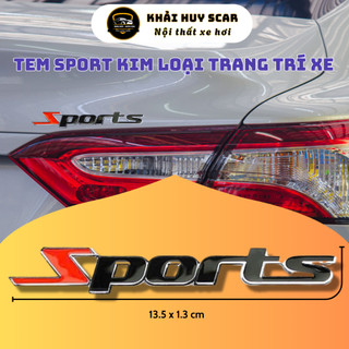 Tem Logo chữ nổi SPORTS kim loại trang trí ô tô xe máy - Trang trí ngoại thất xe hơi - Khải Huy Scar