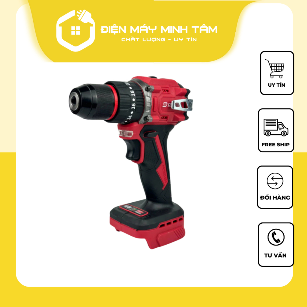 Thân Máy Khoan Pin Drama D-5521 Động Cơ Không Chổi Than 3 Chức Năng Sử Dụng Chân Pin Phổ Thông 4Cm